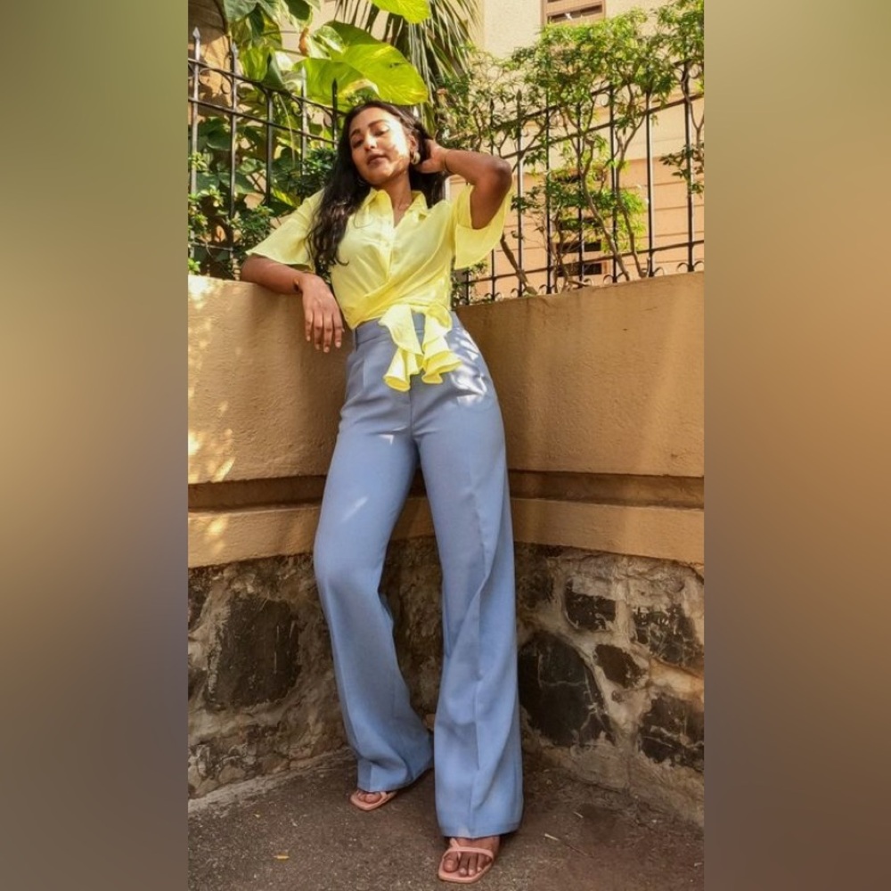 Curve Love Tailored Wide Leg Pant - Light Blue